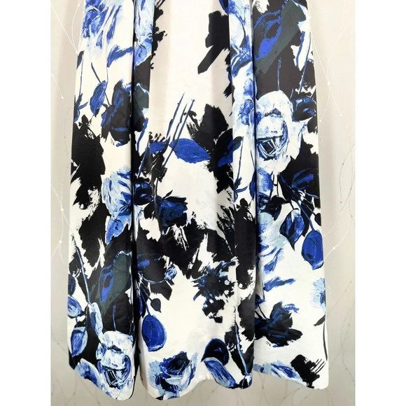 Aidan Mattox Blue White Floral Satin Ball Gown $398 - Picture 5 of 12